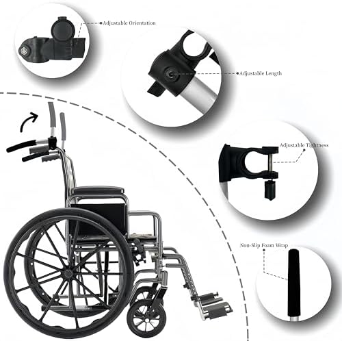 Wheelchair Handle Extenders，Adjustable Stroller Extension Rack，Universal Handlebar Extension Push Bar for Wheel Chair & Indoor Exercise Bike for Adults-2 Pack