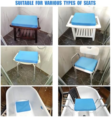 Shower Seat Cushion,Thickened Shower Chair Cushion 4D Air Fiber Material,Machine Washable and Fast Drying Suitable for Shower Seats Bathtub Baths, Poolside & Rest Dressing Room Seats，Blue