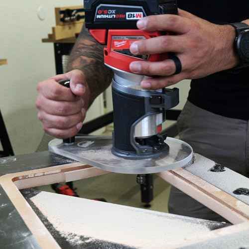 WOOD GRAIN JUNKIE¢ç TrimFit Pro¢ç 6¡±x9¡± Single Grip Router Base Plate Compatible with Milwaukee M18 FUEL 2723-20 ? Pre-Drilled, 3/8¡± Thick Clear Cast Acrylic Router Base Accessory, Made in USA
