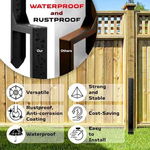Fence Post Repair Kit, Heavy Duty Steel Fence Post Anchor Ground Spike for Repair Tilted, Broken Wood Fence Post (Double Legs - Set 4)