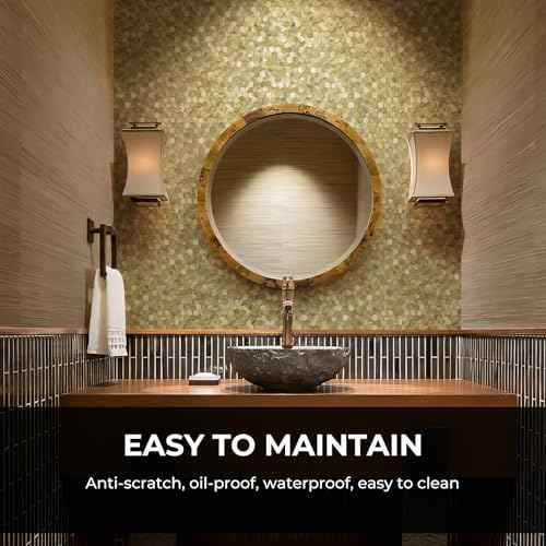 STICKGOO Peel and Stick Backsplash Tiles, Stick on Mosaic Self Adhesive Tiles, 3D Hexagon Backsplash for Kitchen Bathroom Fireplace Vanity (8PCS, Gold)