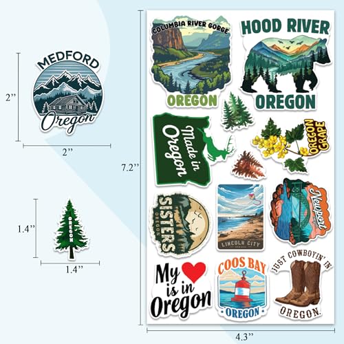 Oregon State Travel Stickers 50 Pieces Vinyl Waterproof Decal for Laptop Water Bottle Phone Car Window Bike Motorcycle Stakeboard Scrapbook OR Sticker Gifts for Kid Teen Adult