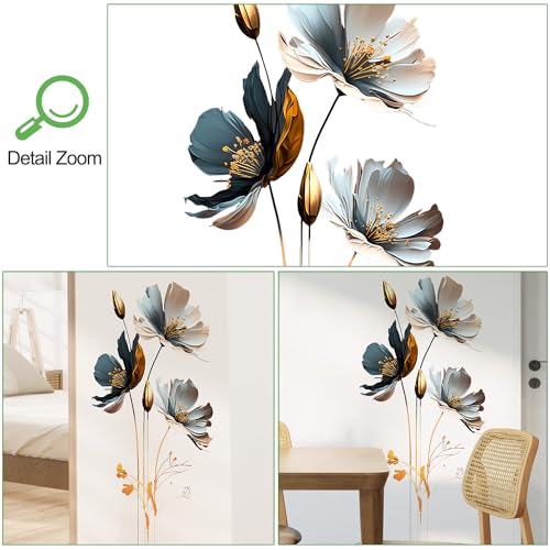 New Chinese Style Relief Lotus Wall Decal 3D Floral Wall Sticker DIY Removable Peel and Stick Wall Art Mural for Living Room Bedroom Porch Sofa Background Board Furniture Decoration