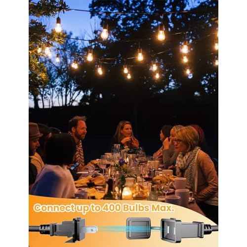 Svater Outdoor Led String Lights 75 FT, Patio Lights for Outside with 26pcs S14 Shatterproof Bulbs, IP65 Waterproof Commercial Grade Market Light, 1 Watt E26 Dimmable 2700K Warm White
