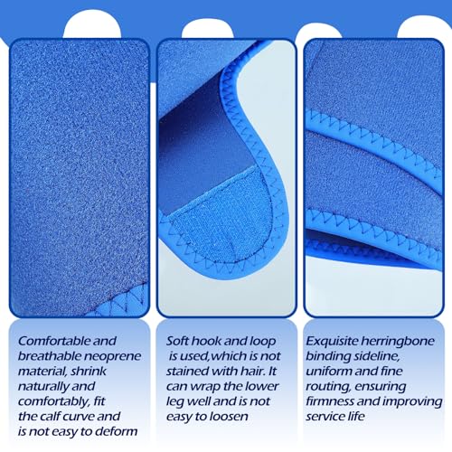 Chivao 2 Pairs Calf Brace Adjustable Shin Splint Support Lower Leg Compression Wrap Calf Sleeves for Men Women Pain Relief, Increases Circulation Reduces, Muscle Swelling(Blue, Black)