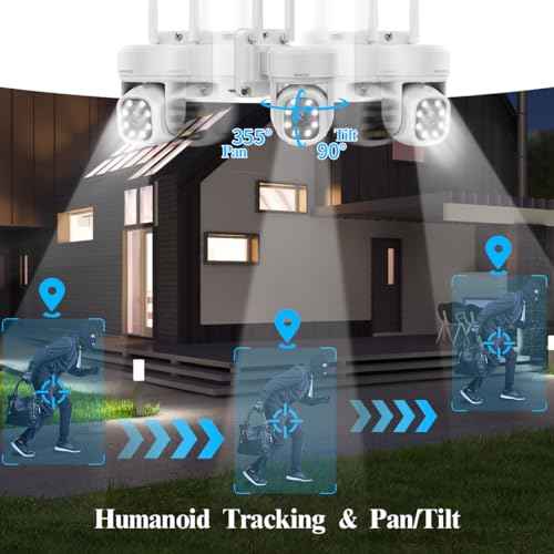 OOSSXX (2-Way Audio & PTZ Camera) 5MP Extend Wireless PTZ Camera WiFi Security System Pan, 24/7 Auto Tracking for Outdoor Indoor,Night Vision,2-Way Audio Surveillance DVR Set