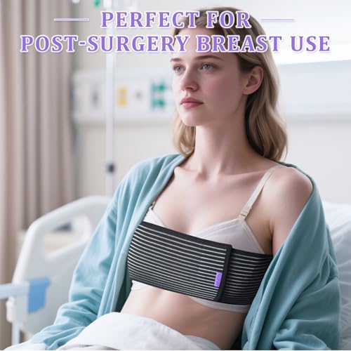 Abdomencare Breast Implant Stabilizer Band I Post Surgery Breast Band Chest Compression Wrap For Women I Breast Augmentation Band I Bra Breast Reduction Recovery Supplies For Healing I One Size (Black)