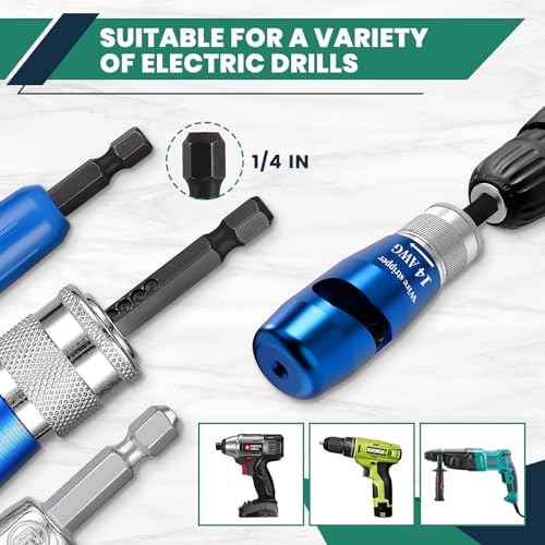 Wire Stripper Tool, 14-12-10-8 Gauge Electric Wire Twister Tool for Drill, 8 In 1 Quick Strip Twister Stripping