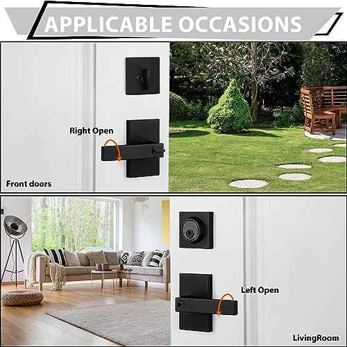 Haidms Black Exterior Door Lock Set With Deadbolt, Matte Black Front Door Handle, Keyed Alike Entry Locksets, Heavy Duty Zinc-alloyed Front Door Lock