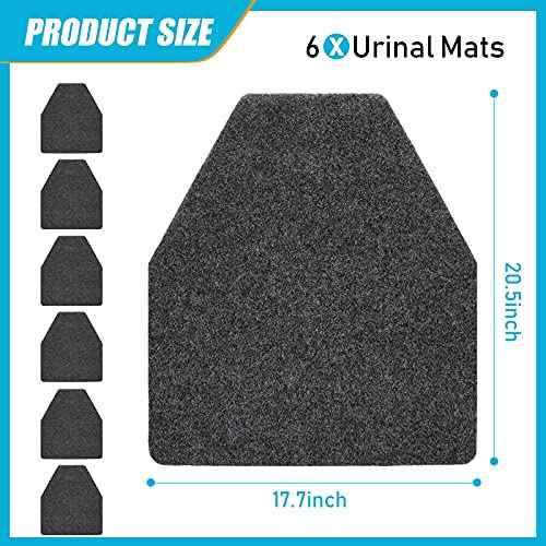 Nuanchu 6 Pack Nonslip Floor Mats - Water Absorption Urinal Mats, Bathroom Urinal Floor Pads for Men's Restroom (Grey)