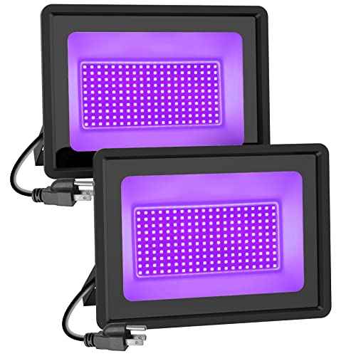 Black Lights HWay 200W LED Black Purple Lights Flood Light with Plug(6ft Cable) for Blacklight Party, Stage Lighting, Aquarium, Body Paint, Fluorescent Poster, Neon Glow in The Dark Night