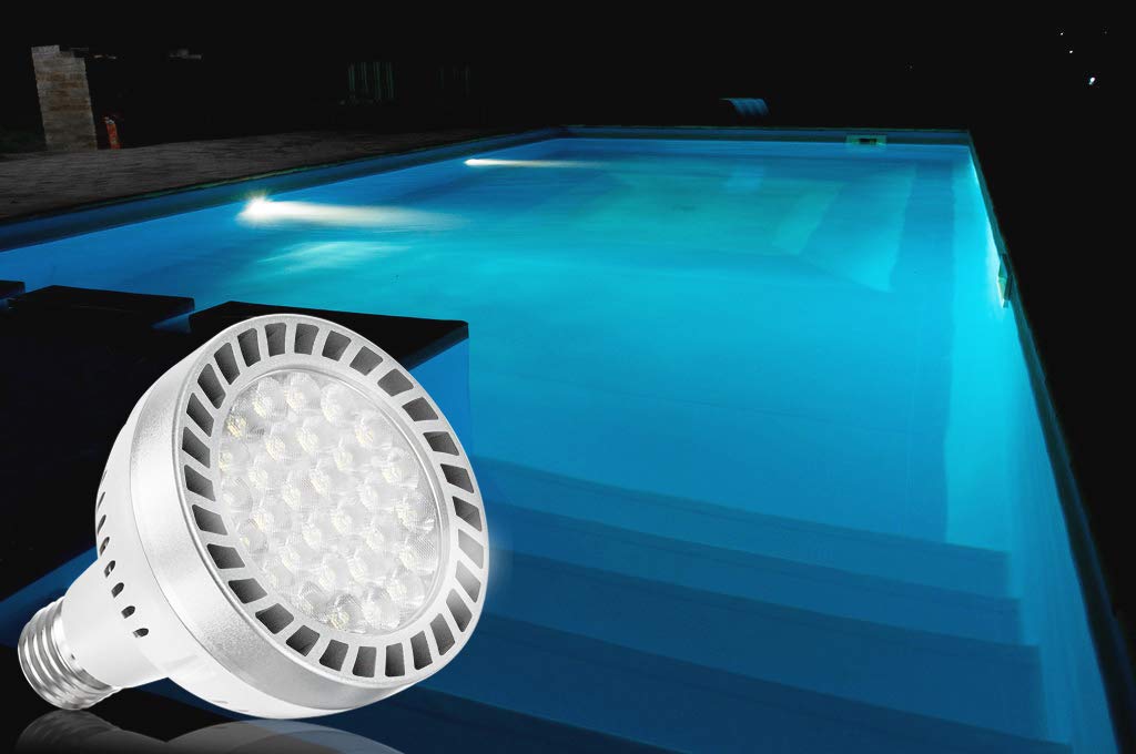 Broadroad Bright Led Pool Light Bulb,120V 65W with 6000LM E27/E26 Base Pool Light Bulb Daylight White 6000K Swimming Pool Replacement for Most Pentair Hayward Light Fixtures (120V 65W)