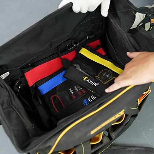 KUNN Tool Bag Zipper Pouch 3 Pack - Heavy Duty Utility Tool Storage Organizer with Carabiner for DIY,Electrician,Accessories and Travel£¨Red,Blue,Yellow£©