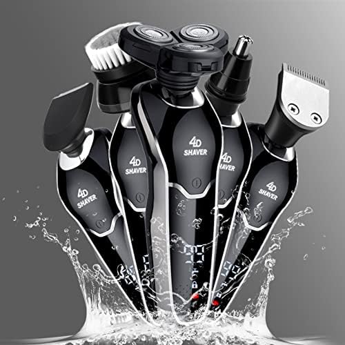 BestMal 5 in 1 Electric Shaver Razor for Men, Wet/Dry Waterproof Rechargeable With Nose Trimmer, Sideburns Hair Trimmer and Face Cleaning Brush