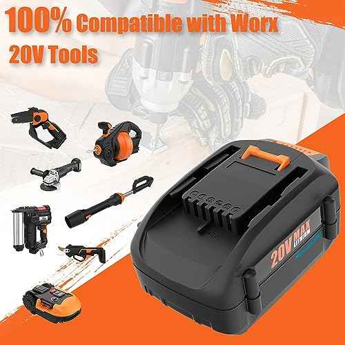 Powilling 6.5Ah 20V Replacement Battery for Worx Battery 20V WA3578 WA3575 WA3520 WA3525 WG545s,2Pack