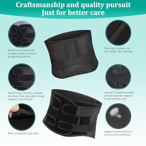 Adjustable Back Brace for Lower Back Pain & Sciatica Relief - Unisex Lumbar Support Belt for Herniated Disc, Posture Correction, Breathable Design for Work, Sports (B92,Small)
