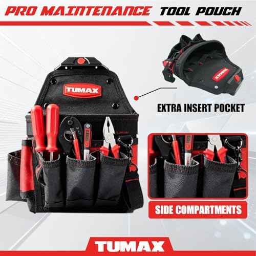 Electrician Tool Pouch, 15 Pockets Tool Belt Pouches with Quick Release Belt Clip, Utility Mini Tool Organizer Pouch for Carpenter, Construction, Technician