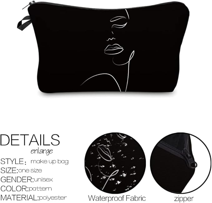 Deanfun Makeup Case Small, Cosmetic Zipper Bag Waterproof for Purse Mini, Women Cute Traveling Accessories Pouch for Ladies Thanksgiving Christmas Gifts(D2-55884)