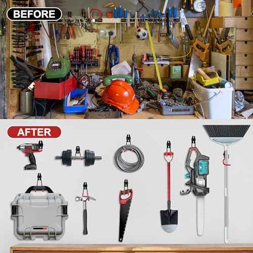 TOOLEAGUE 16 Pack Garage Hooks Heavy Duty, Utility Double Steel Garage Storage Hooks,Wall Mount Hangers Organizer for Ladders, Bikes, Tools, Power, Bulky Items