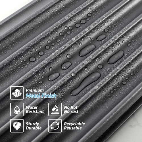Art3dwallpanels 4 Pack Glossy Metal Finish WPC Soundproof 3D Wall Panels for Interior Wall Decor, Wavy Grain Panel Wall Slats, Sample