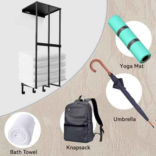 Camping Chairs Storage for Garage - Metal Camping Chair Wall Holder for Garage Organization, Camping Chair Storage Racks with 3 Hooks, Beach Chair Umbrella Wall Storage Rack