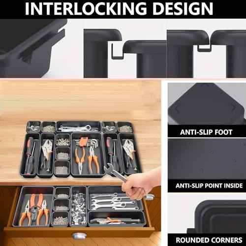 50 Packs Tool Box Organizer Tray Divider Set, Desk Drawer Organizer, Garage Organization and Storage Tool Box Accessories for Rolling Tool Chest Screw Cart Cabinet Workbench Small Hardware