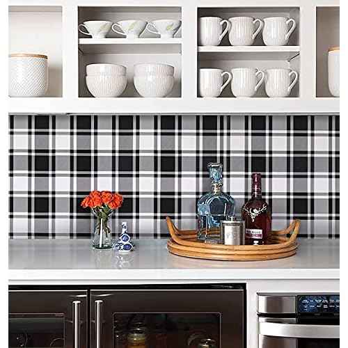 Guvana 17.7"x118" Black and White Trellis Contact Paper Peel and Stick Wallpaper Removable Contact Paper Self-Adhesive Waterproof Wallpaper for Wall Cabinets Shelves Drawer Liner Decorative