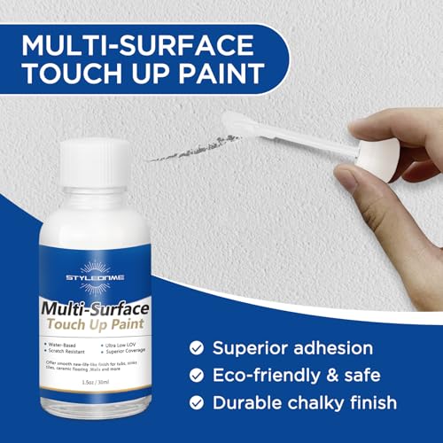 Styleonme Touch Up Paint White, Multi-Surface Touch Up Paint Pen, suitable for wall, metal, wood, floor, appliance maintenance, refrigerator, dishwasher, dryer, washing machine, microwave oven and other household appliances semi-gloss paint repaint