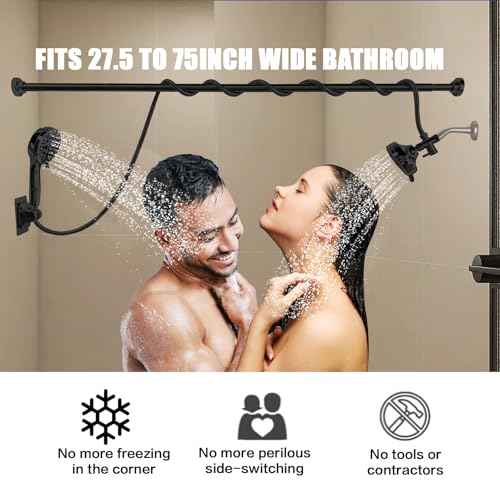 Double Shower Head, Dual Shower Head for Couples, High Pressure and Adjustable Tandem Shower Head System for Two People
