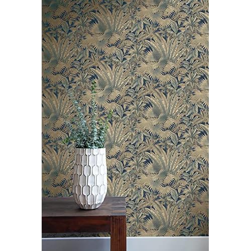 Tommy Bahama - Peel and Stick Wallpaper, Tropical Peel and Stick Wallpaper for Bedroom, Powder Room, Kitchen, Vinyl, 30.75 Sq Ft Coverage (Bahamian Breeze Collection, Denim)