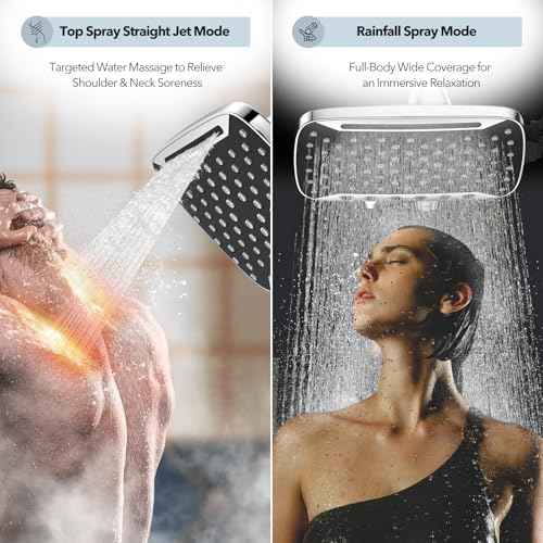 JDO High Pressure Shower Head, 7 Spray Modes Rain Shower Heads with Handheld Spray Combo, Dual Showerhead with 10 Inch Rainfall Spray, Detachable Hand Held Shower, Stainless Steel Hose, Power Wash