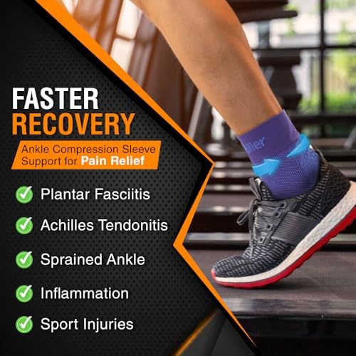 Doc Miller Ankle Brace for Women & Men – Foot Compression Sleeve, Toeless Wrap & Support for Pain Relief, Plantar Fasciitis, Achilles Tendonitis & Injury Recovery, 1 Pair