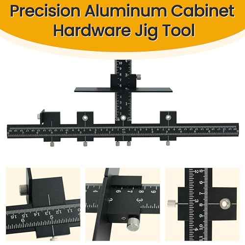 Cabinet Hardware Jig, Adjustable Cabinet Handle Jig Tool, Aluminum Alloy Cabinet Door Jig for Handles and Pulls, Cabinet Hardware Template Tool for Installation of Door, Drawer, Knobs