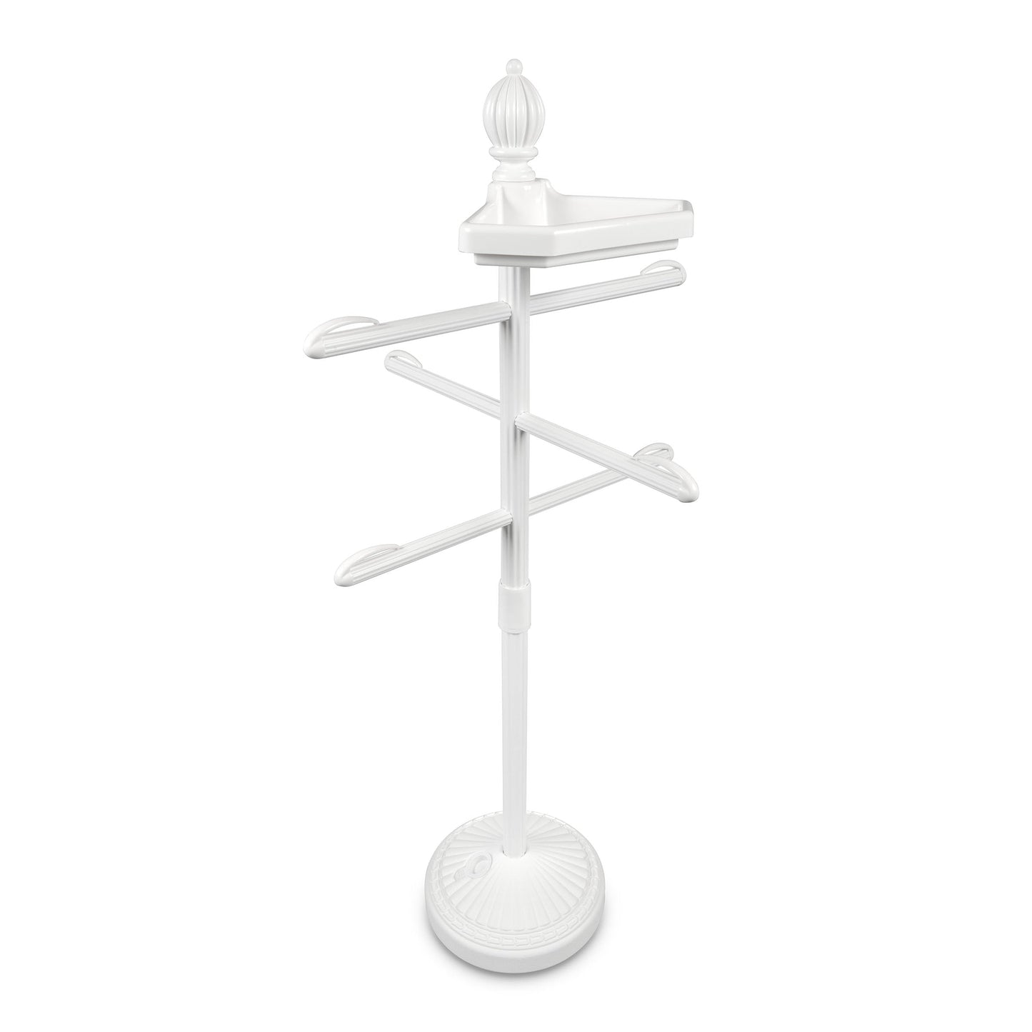 O2COOL Pool & Spa Valet, Adjustable Pool & Patio Towel Holder with Weighted Base, Outdoor Towel Bar, Poolside Table, White