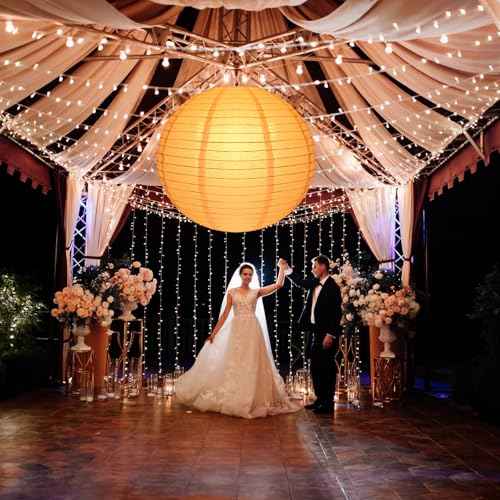 5 Pcs 30 Inch White Paper Lanterns White Chinese Moon Paper Round Lamp Japanese Hanging Lantern for Wedding Bridal Shower Decoration Anniversary Birthday Party Supplies