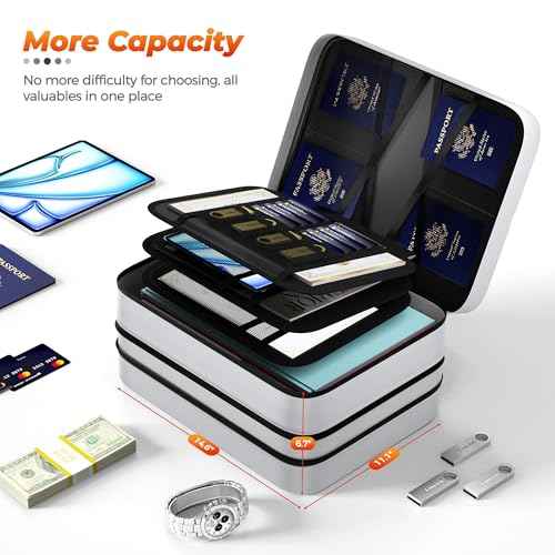 Fireproof Document Bag with lock, Expandable Capacity Document Organizer with Zipper Protection, Fireproof £¦ Waterproof Box for File Storage, Portable Home Travel for Important Documents, Soft Bag