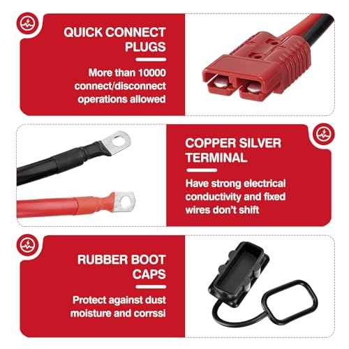 7 FT Quick Disconnect Winch Power Cable, 4 Gauge 4 AWG Copper Wiring, Heavy Duty Quick Disconnect Cables