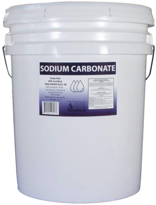 Duda Energy 50 lb Pail of Pure Sodium Carbonate Dense Soda Ash Na2CO3 pH Adjust Chemical Spa Pool Cleaning Dishwasher, White