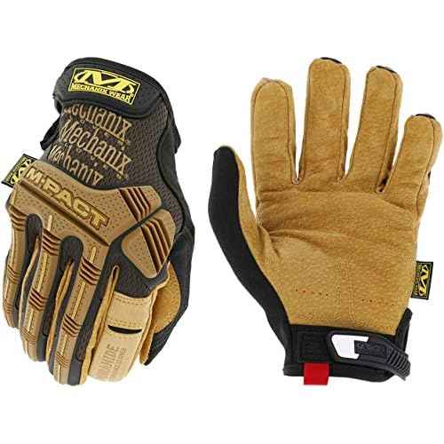 Mechanix Wear M-Pact Leather Gloves - Leather Impact-Resistant Work Gloves for Hand Support - Breathable Design - Shock Absorbing - Machine Washable - Brown/Black - Large