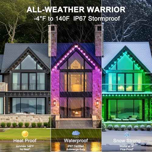 150FT Permanent Outdoor Lights Waterproof, Smart RGB Eaves Lights with App/Remote Control, DIY Scene Modes, LED Outdoor Lighting for Christmas Holidays Daily Party House Roof Lighting