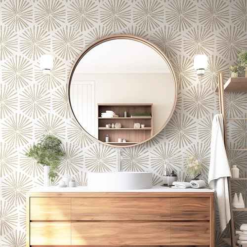 Safiyya 118"x17.3" Peel and Stick Wallpaper Boho Contact Paper Peel and Stick Wall Paper Modern Self Adhesive Removable Wallpaper Beige Geometric Wallpaper for Bedroom Covering Vinyl Rolls