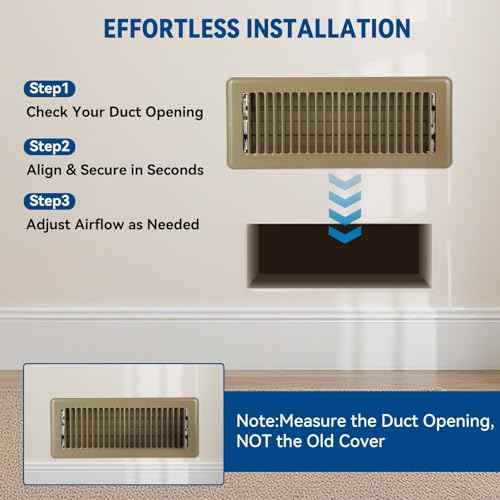 4" x 12" Floor Register Vent Covers 6-Pack, Walkable Powder-Coated Metal Vent Covers with Adjustable Airflow, Curved Safe Edges for Floor/Wall, Brown