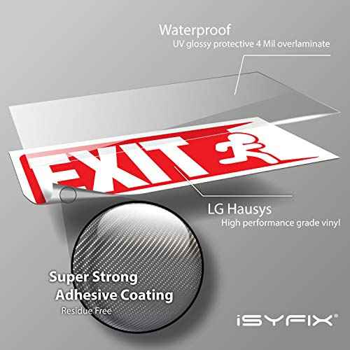 iSYFIX Exit Signs Stickers ? 3 Pack 10x4 Inch ? Premium Self-Adhesive Vinyl, Laminated for Ultimate UV, Weather, Scratch, Water and Fade Resistance, for Office, Buildings, Workplace, Indoor & Outdoor