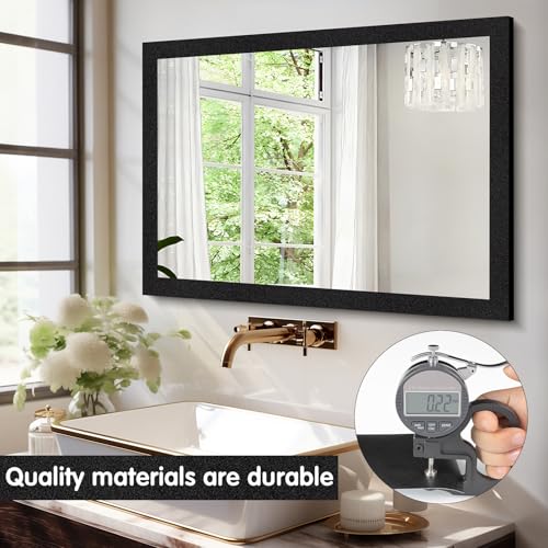 10M Black Mirror Tape Border Peel and Stick, Removable Self Adhesive Mirror Borders for Bathroom Decor Sticker 1.96'' x 393''