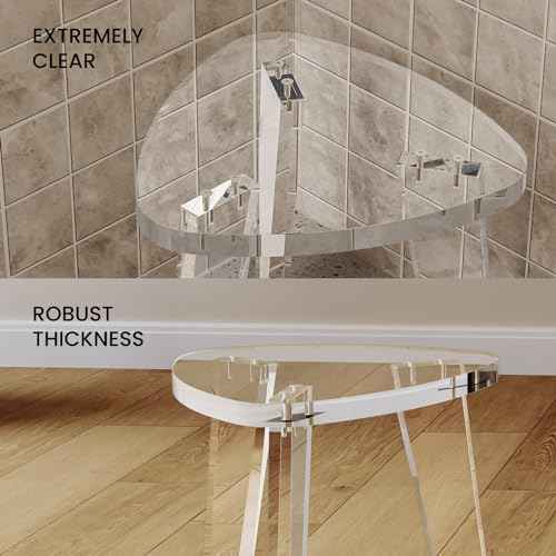 Acrylic Corner Shower Stool for Shaving Legs 11.65" D X 11.94" W X 12.2" H, Heavy Duty Shower Foot Rest, for Inside Shower, Waterproof Non-Slip
