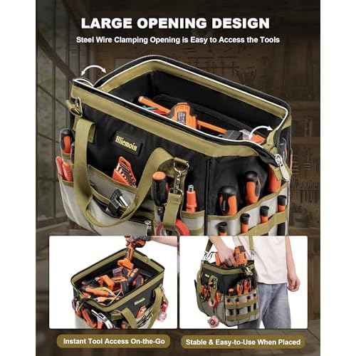 16.5-Inch Heavy Duty Tool Bags for Men, 32-Pocket Large Tool Organizer Storage, 1680D Oxford Tool Bag with Adjustable Shoulder Straps, Tool Storage Bag for HVAC, Electrician, Carpenter, Mechanic
