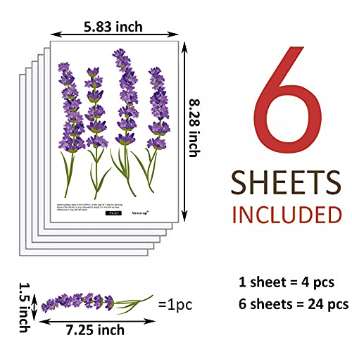 Maydahui 6 Sheets Lavender Flowers Wall Decals Garden Purple Floral Wall Corner Stickers(7.25 x 54 Inch) Peel Stick Removable Art Mural Decor for Living Room Nursery Bedroom