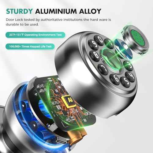 Fingerprint Door Lock£¬Fingerprint and Keypad Input Smart Door knob, App Controlled Biometric Door Lock, Keyless Entry, Bedroom, Office, Hotel, Apartment Auto Door knob(Silver)