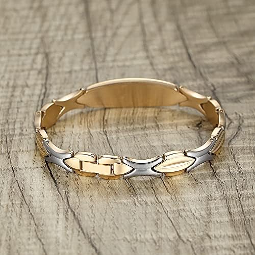 LinnaLove 7 1/2 inch Medical Alert Bracelets for women Stainless Steel Fashion Medical Bracelets Personalized Engraving