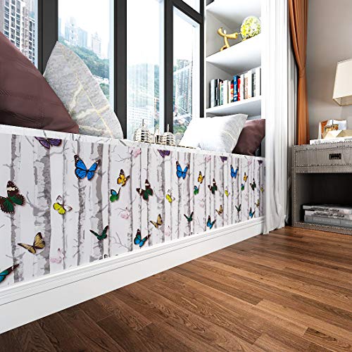 LaCheery Wood Peel and Stick Wallpaper White Contact Paper 80"x17.7" Removable Butterfly Contact Paper Self Adhesive Wallpaper Decorative Self Adhesive Vinyl Paper for Kids Bedroom Nursery Wall Drawer